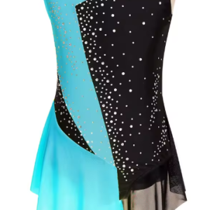 Dres za ritmično gimnastiko turkizno-črn